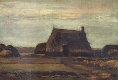 Vincent Van Gogh Farmhouse with Peat Stacks (nn04) China oil painting art